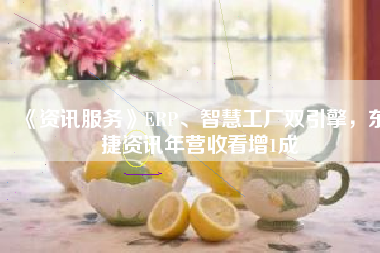 《資訊服務(wù)》ERP、智慧工廠雙引擎，東捷資訊年?duì)I收看增1成